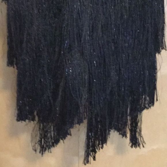 HALSTON Sleeveless High-Neck Fringe Slip Cocktail - Picture 5 of 8